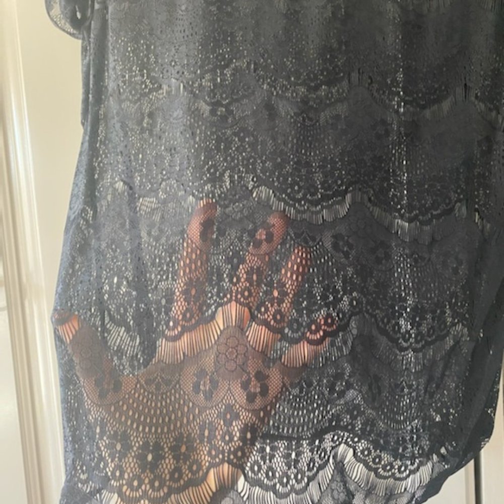 American Apparel Black Lace T-Shirt Size Small - Picture 3 of 5